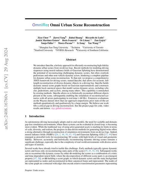 [2408.16760] OmniRe: Omni Urban Scene Reconstruction.